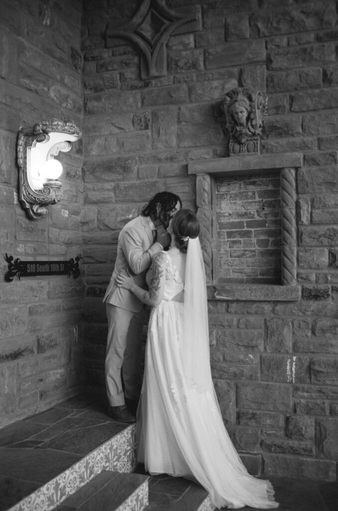 bride and groom portraits 35mm film