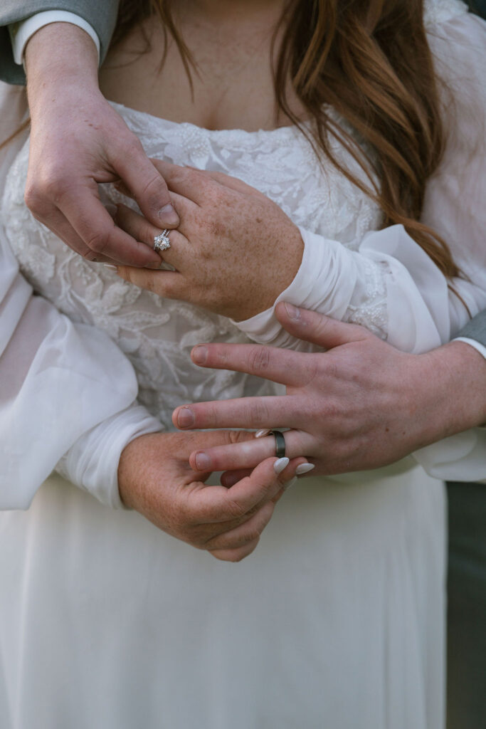 bride and groom ring details