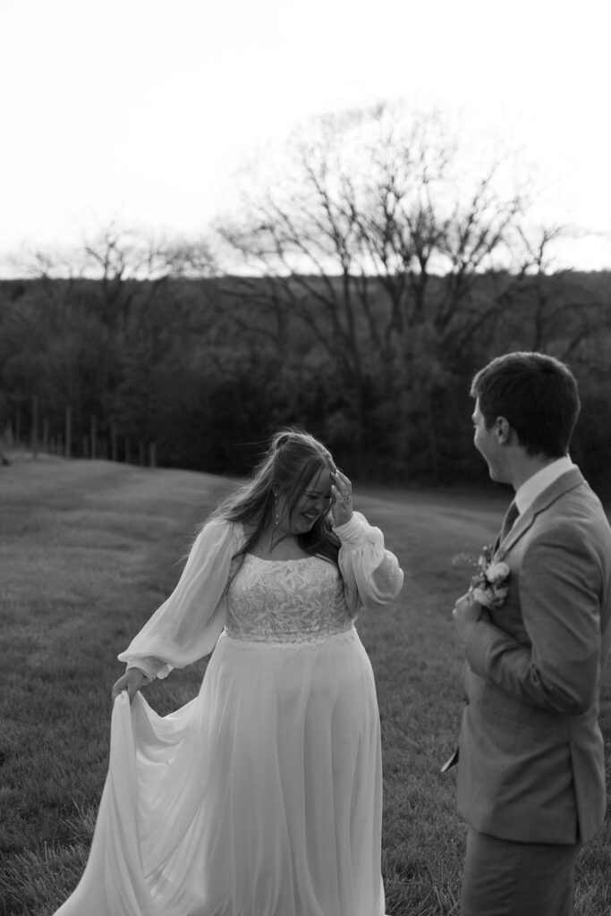 bride and groom sunset portraits
