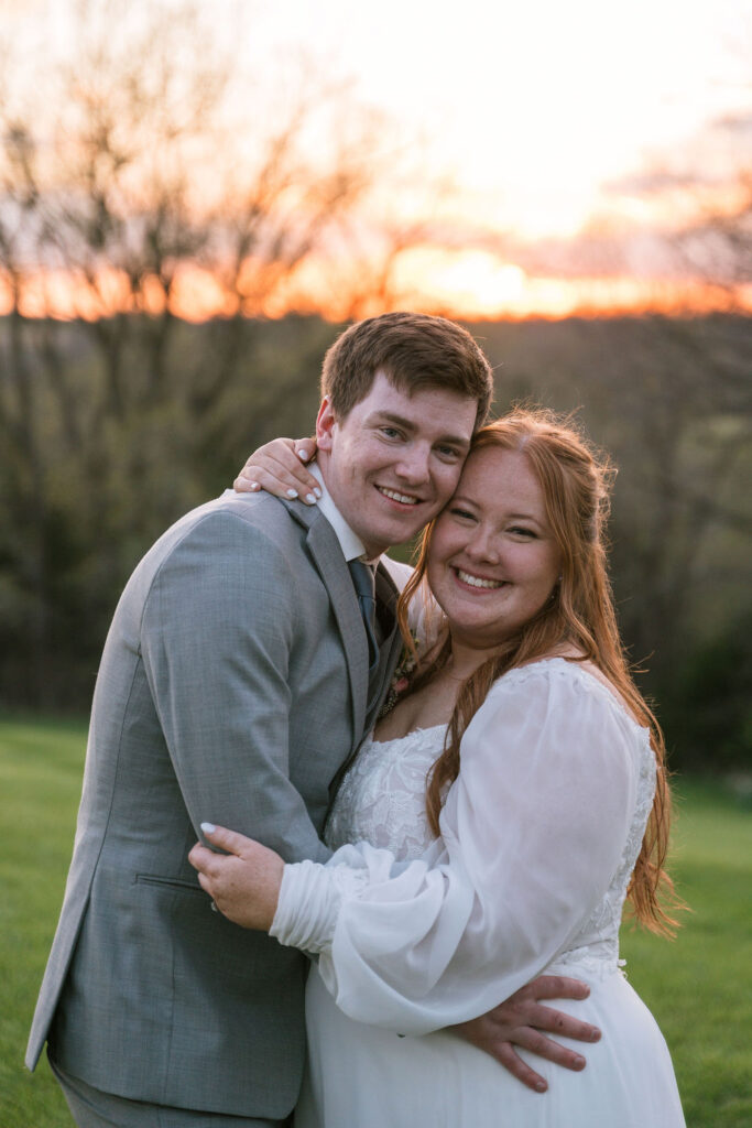 bride and groom sunset portraits