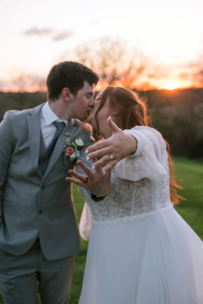 bride and groom sunset portraits