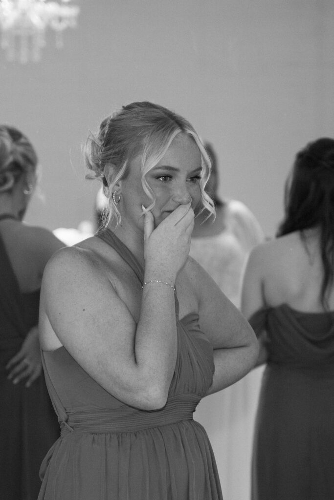 reaction to bride in her dress