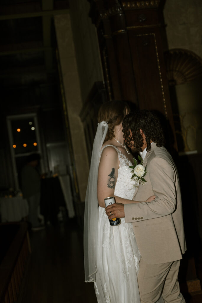 bride and groom dancing