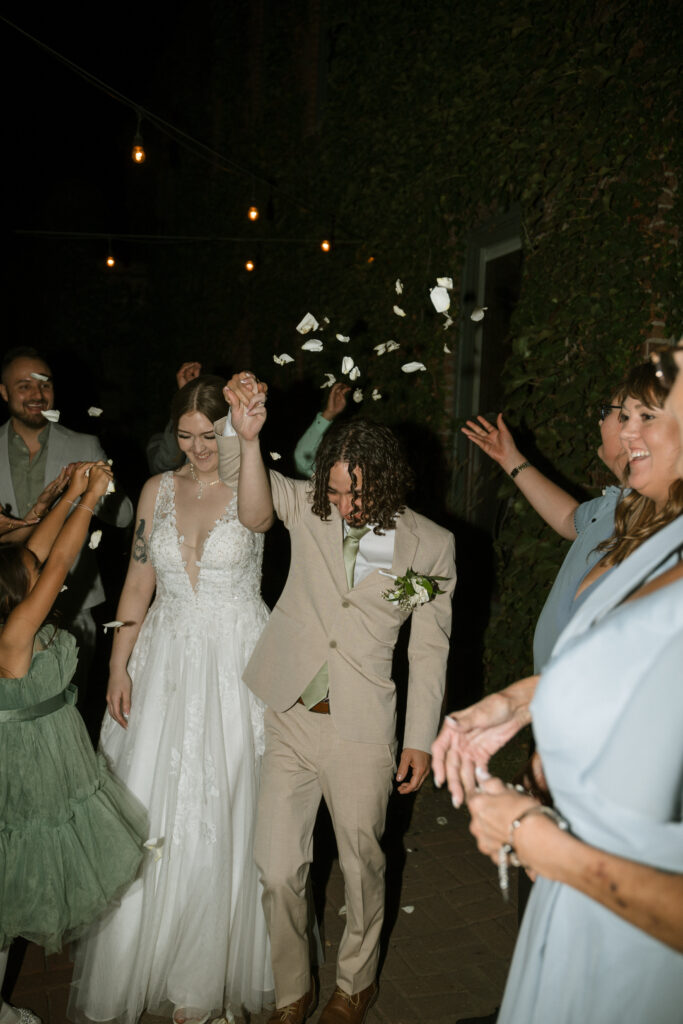 wedding exit flower petals