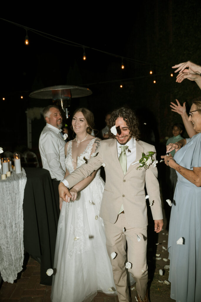 wedding exit flower petals
