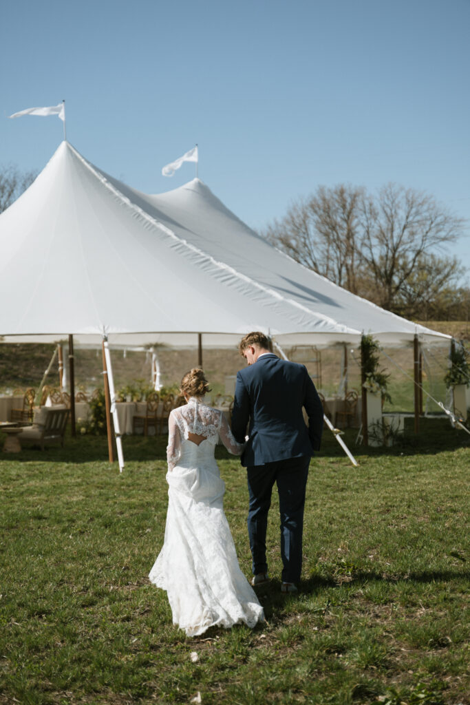 Sailcloth tent backyard reception